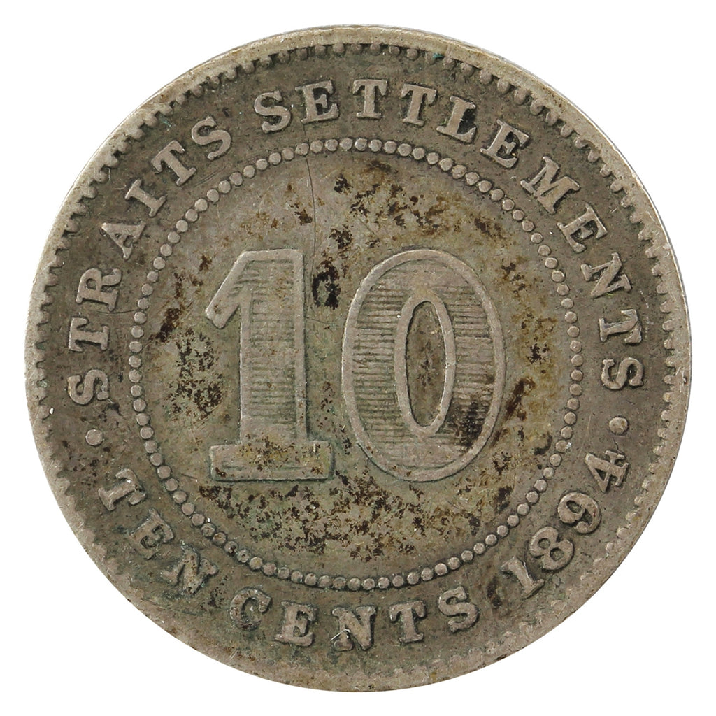 Straits Settlements 1894 10 Cents VG-F (VG10)