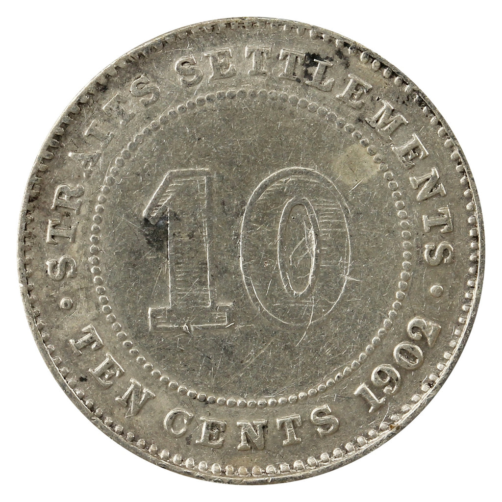 Straits Settlements 1902 10 Cents Fine (F12)