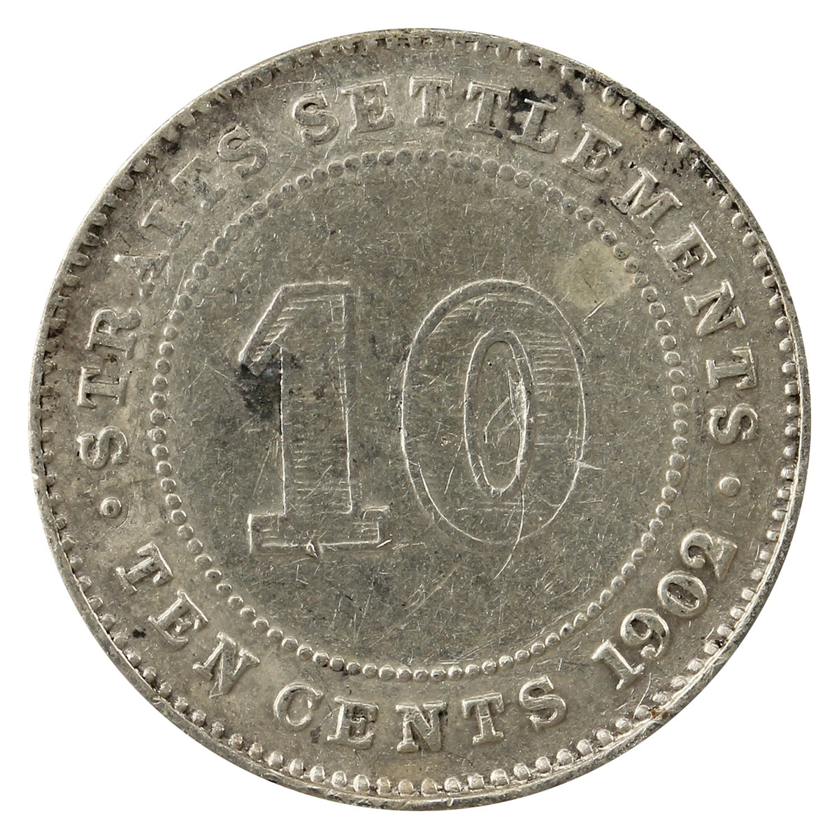 Straits Settlements 1902 10 Cents Fine (F12)
