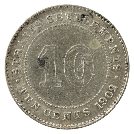 Straits Settlements 1902 10 Cents Fine (F12)