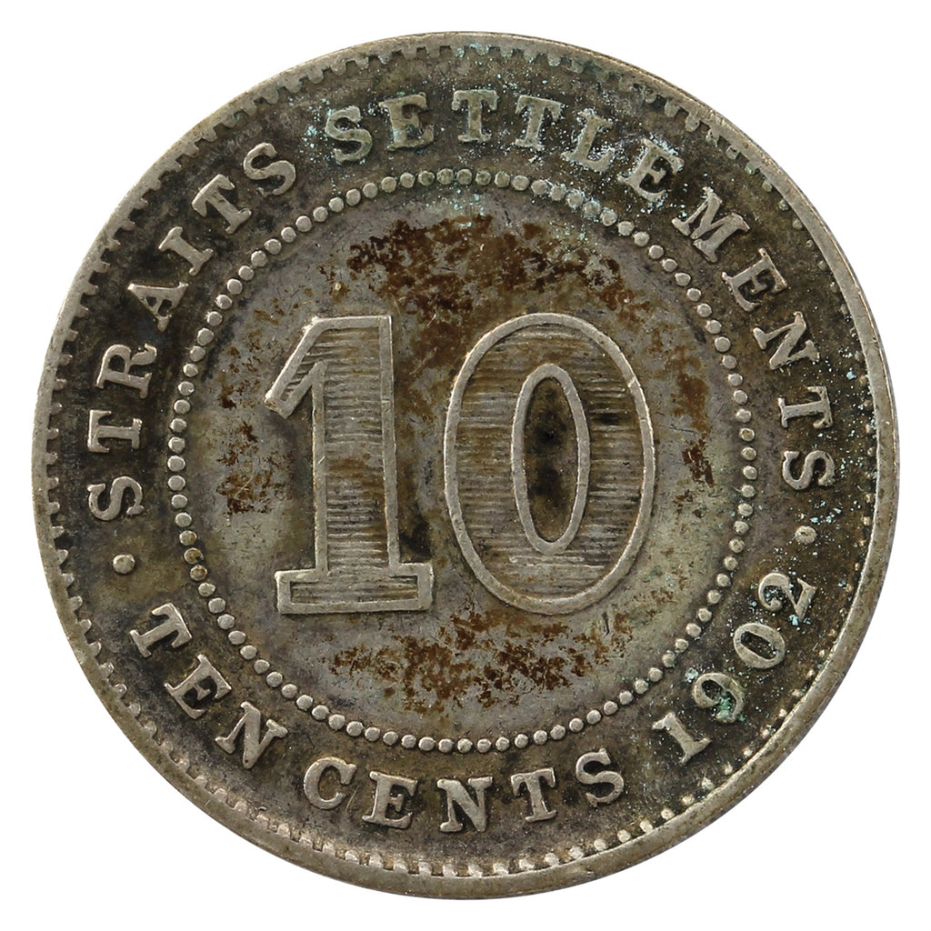 Straits Settlements 1902 10 Cents VG-F (VG10)