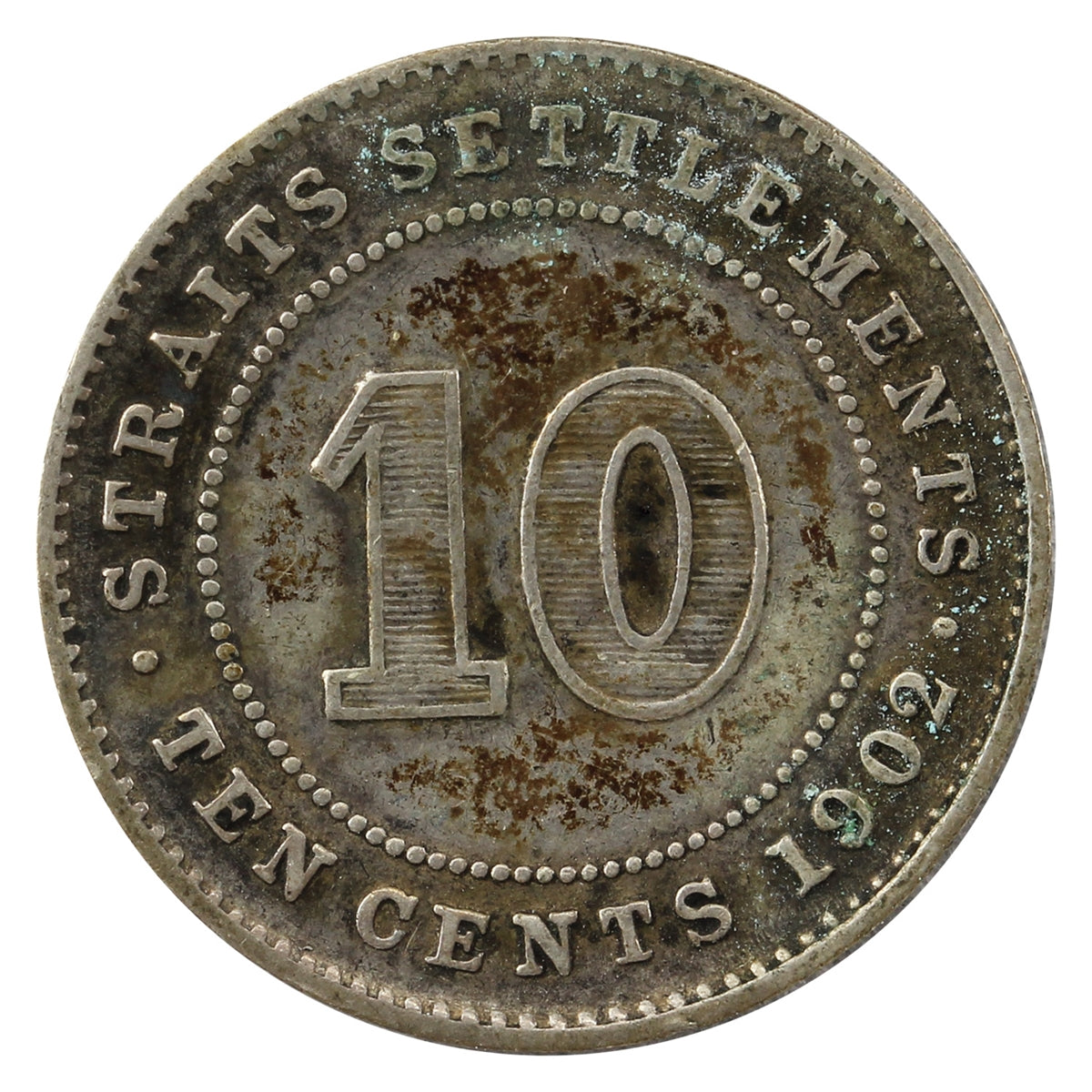 Straits Settlements 1902 10 Cents VG-F (VG10)