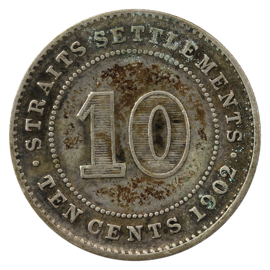 Straits Settlements 1902 10 Cents VG-F (VG10)