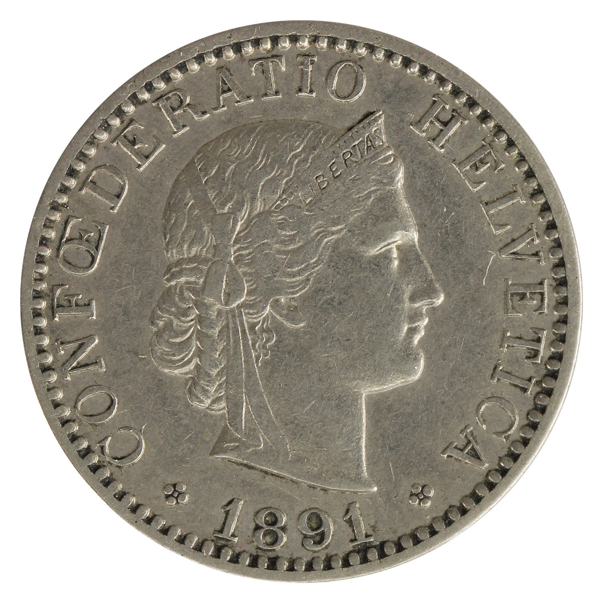 Switzerland 1891B 20 Rappen Extra Fine (EF40)