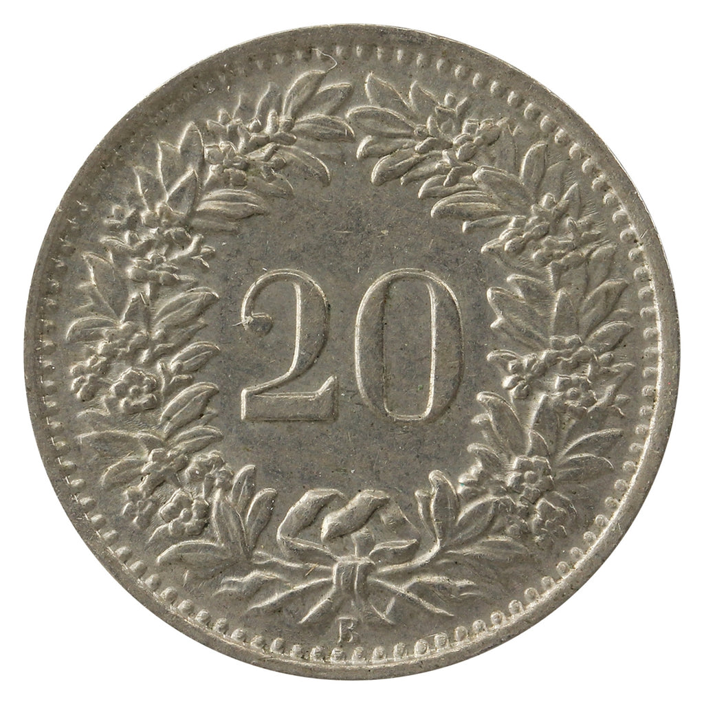Switzerland 1945B 20 Rappen Almost Uncirculated (AU50)