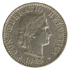 Switzerland 1945B 20 Rappen Almost Uncirculated (AU50)