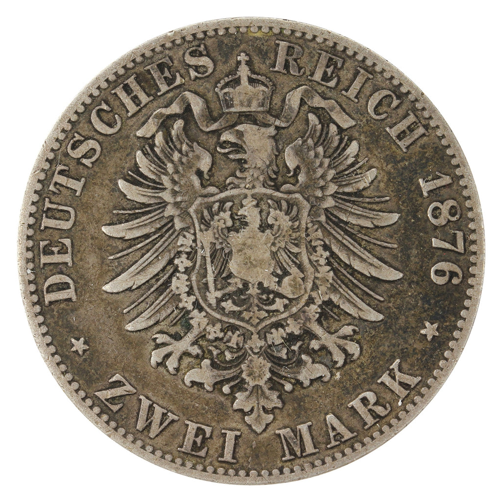 German States 1876D Bavaria 2 Marks Fine (F12) $