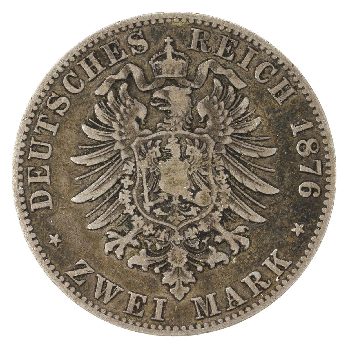 German States 1876D Bavaria 2 Marks Fine (F12) $