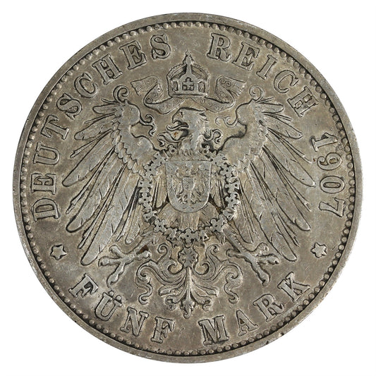 German States Wurttemberg 1907F 5 Marks VF-EF (VF30) $