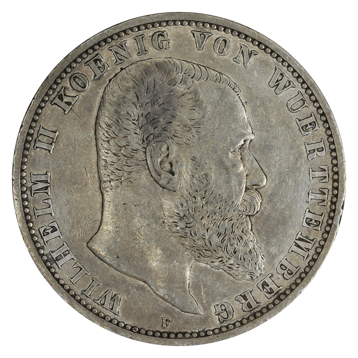 German States Wurttemberg 1907F 5 Marks VF-EF (VF30) $