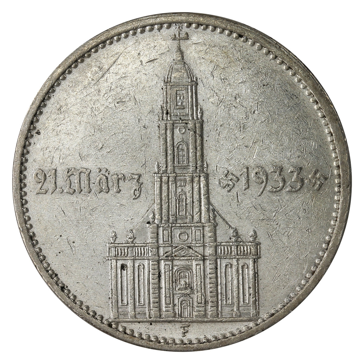 German Third Reich 1934F Date Divides Potsdam 5 Mark Extra Fine (EF40) $
