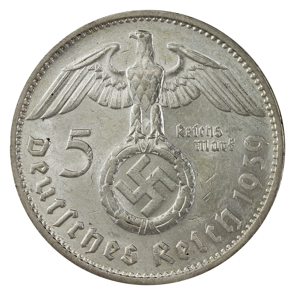German Third Reich 1939F 5 Marks AU-UNC (AU55) $