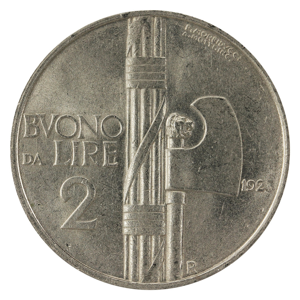 Italy 1923R 2 Lire AU-UNC (AU55) $