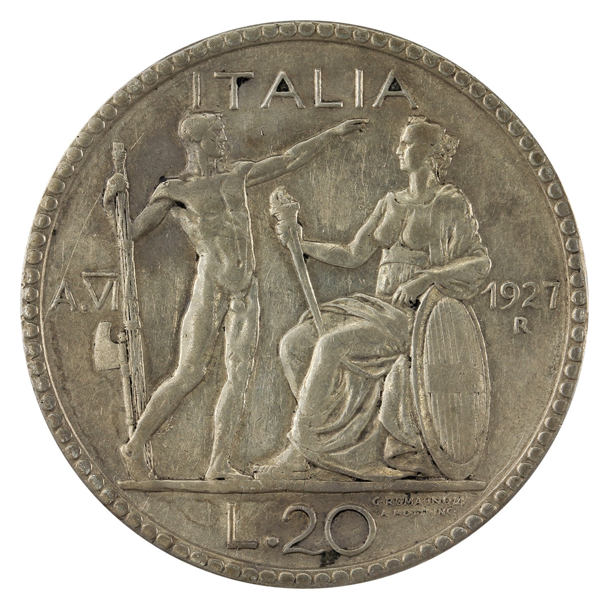 Italy 1927R 20 Lire F-VF (F15) $