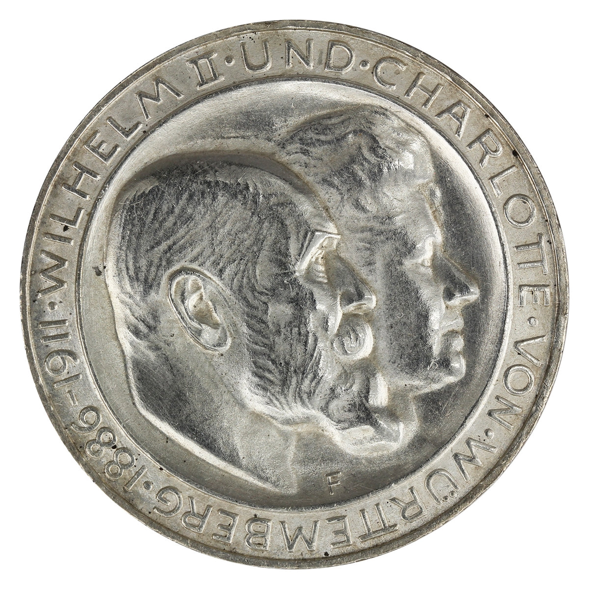 German States 1911F Wurttemberg 3 Mark AU-UNC (AU55) $