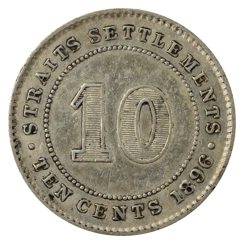 Straits Settlements 1896 10 Cents Extra Fine (EF40) $