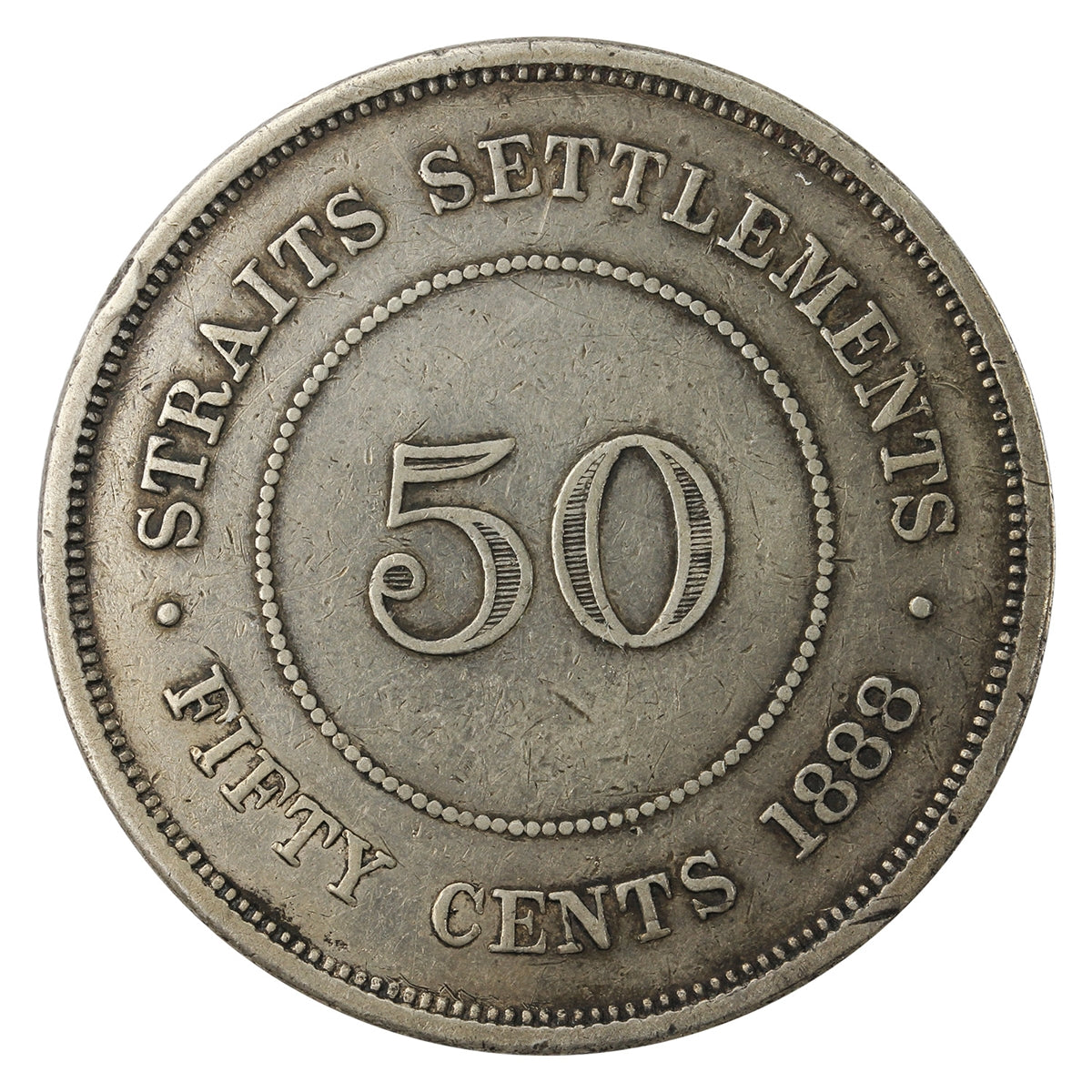 Straits Settlements 1888 50 Cents Fine (F12) $