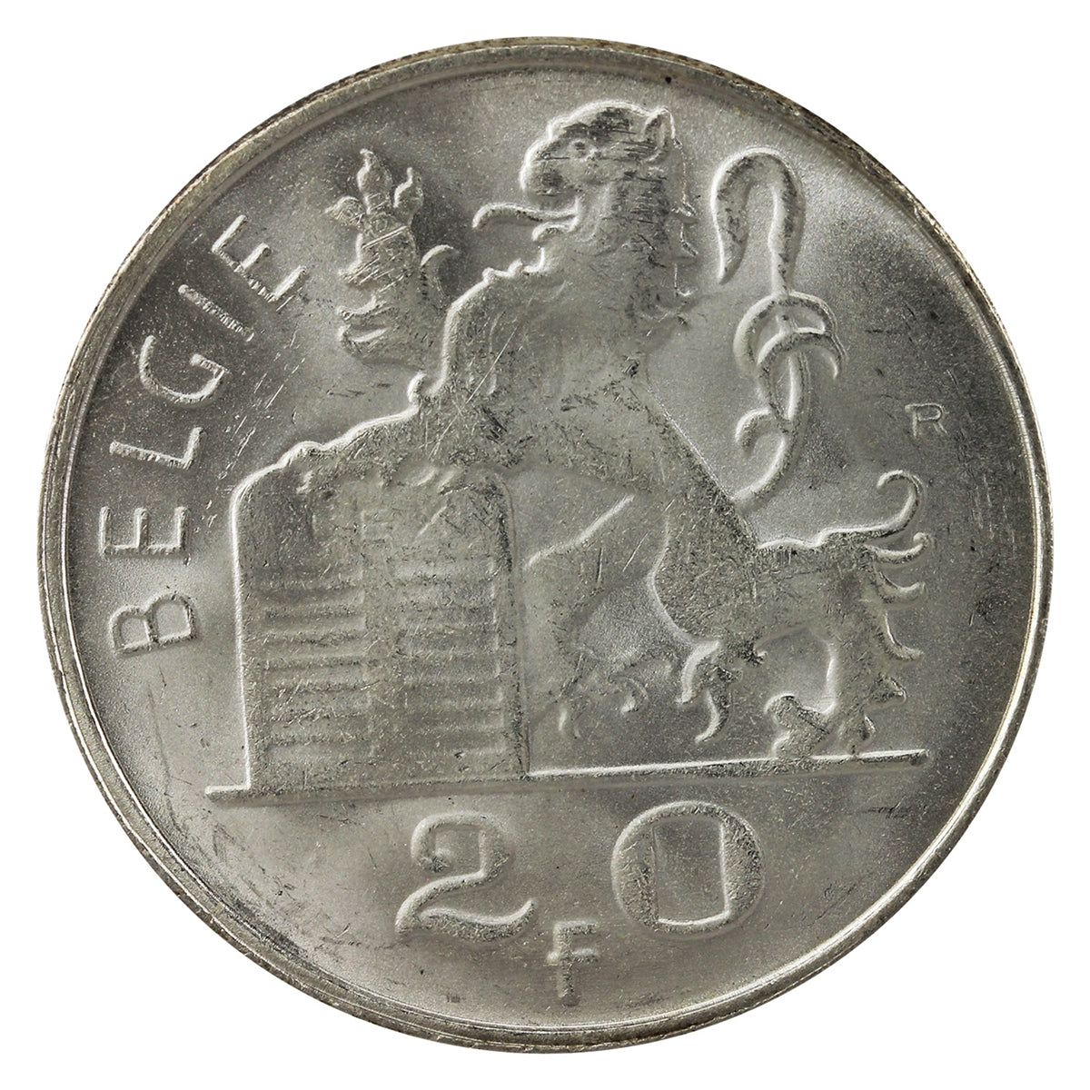 Belgium 1953 Dutch 20 Francs Brilliant Uncirculated (MS63)
