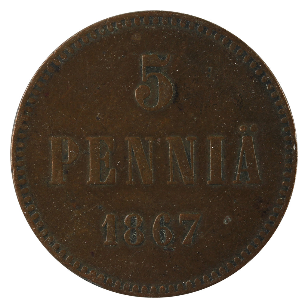 Finland 1867 5 Pennia Very Fine (VF20)