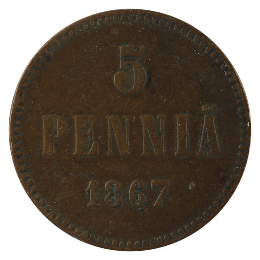 Finland 1867 5 Pennia Very Fine (VF20)