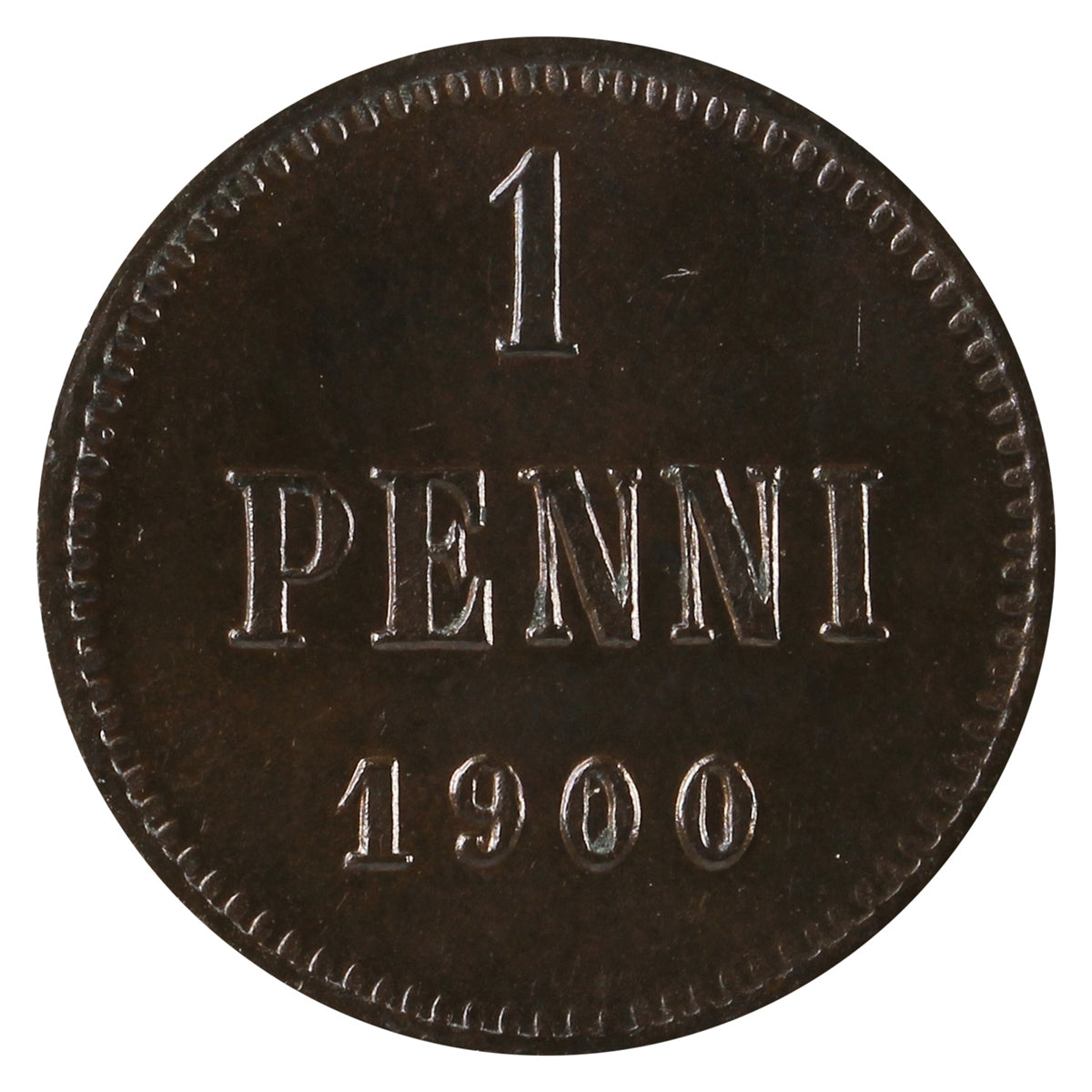 Finland 1900 Penni Brilliant Uncirculated (MS63) Lustrous Brown