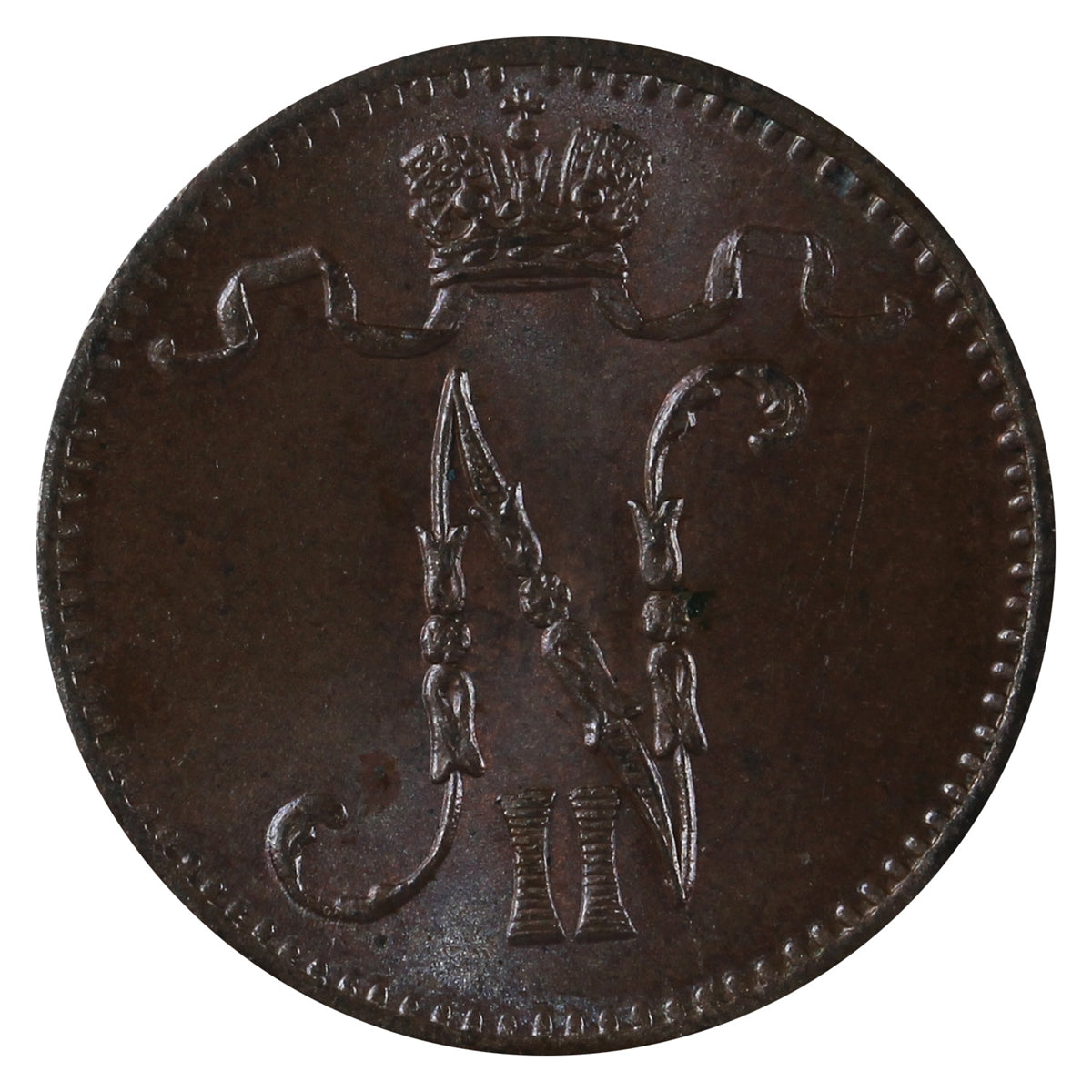 Finland 1905 Penni Brilliant Uncirculated (MS63) Lustrous Brown