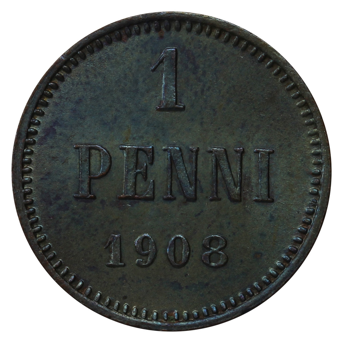 Finland 1908 Penni Brilliant Uncirculated (MS63) Lustrous