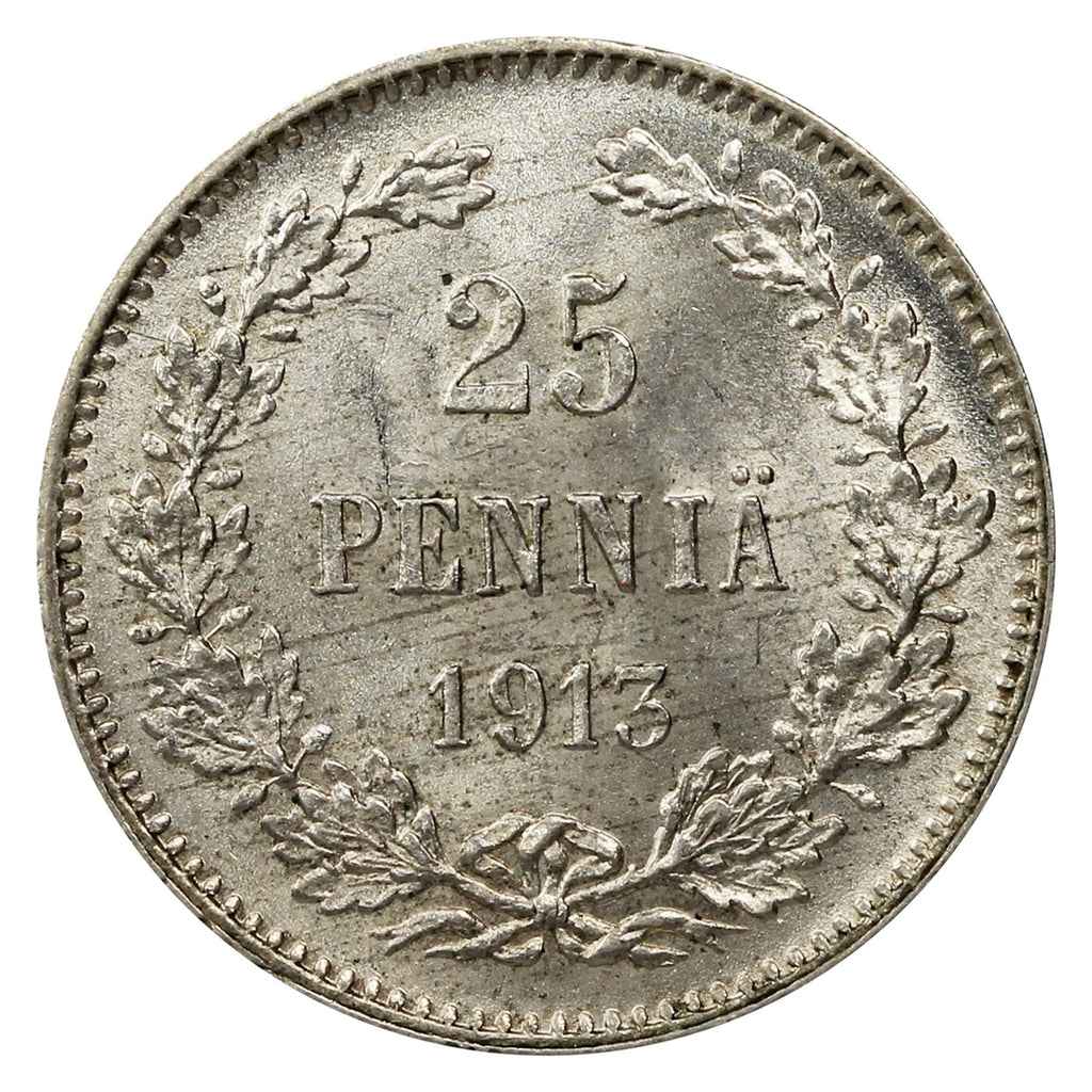 Finland 1913S 25 Pennia Brilliant Uncirculated (MS63)