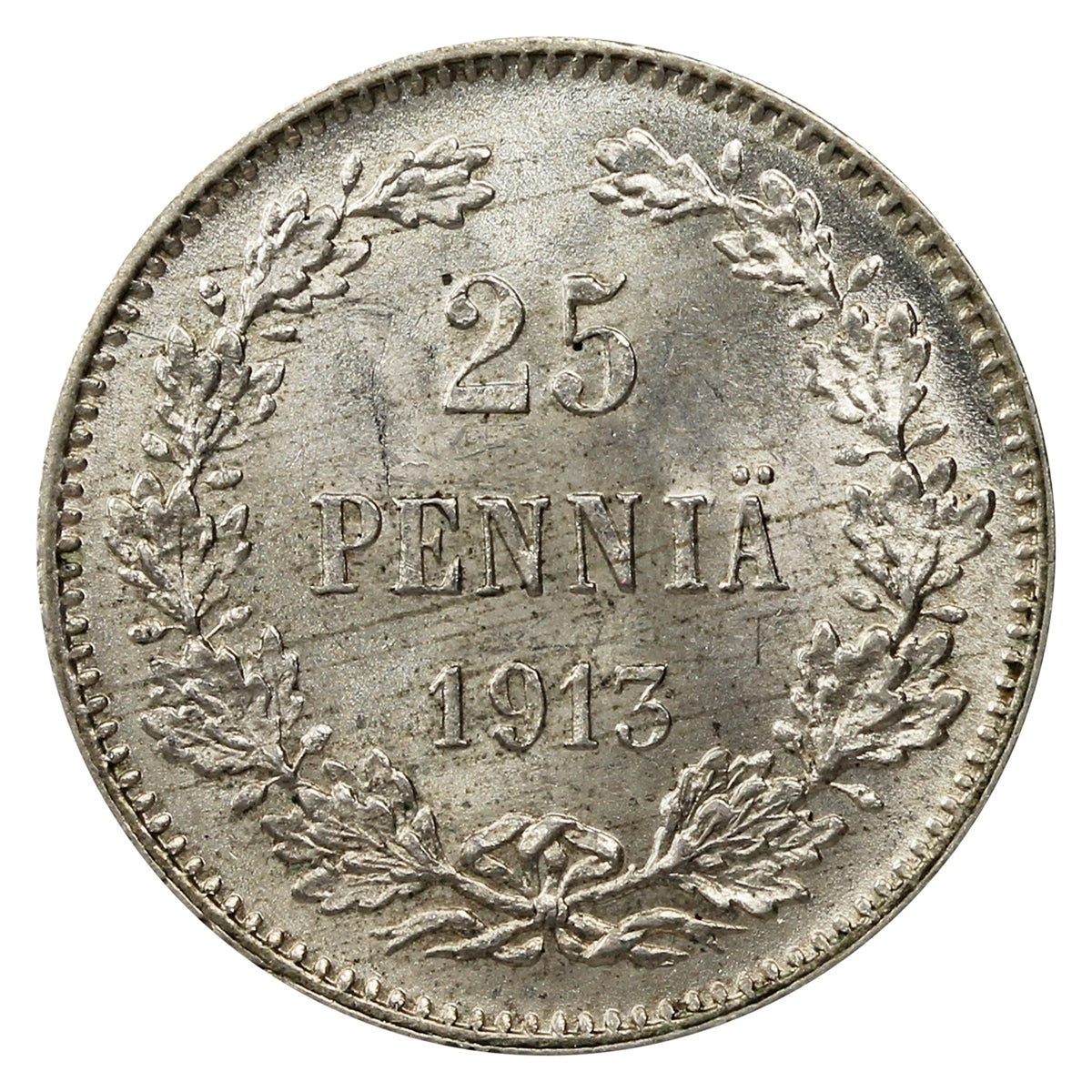 Finland 1913S 25 Pennia Brilliant Uncirculated (MS63)
