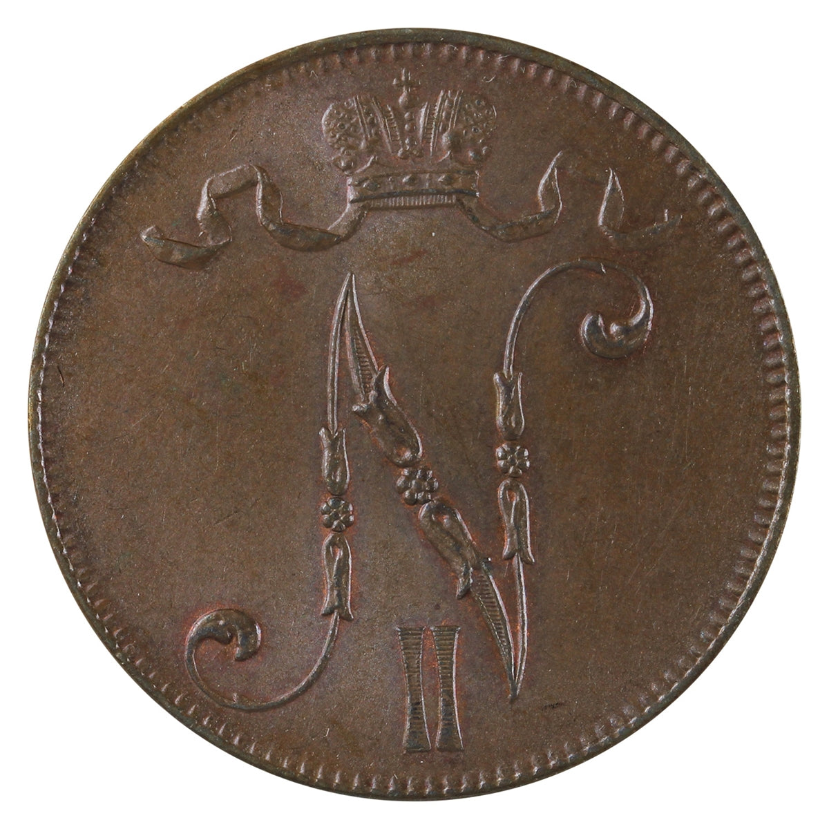 Finland 1915 5 Pennia UNC+ (MS62) Lustrous Brown