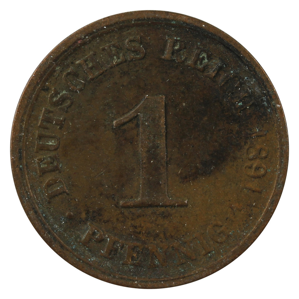 German Empire 1891D Pfennig Very Fine (VF20)