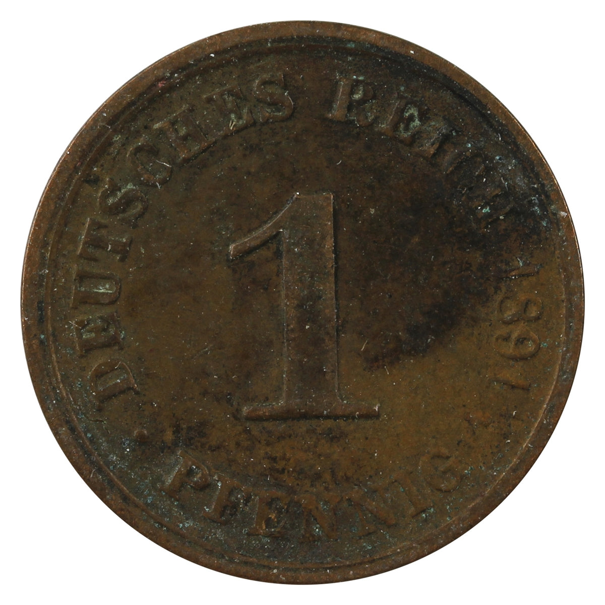 German Empire 1891D Pfennig Very Fine (VF20)