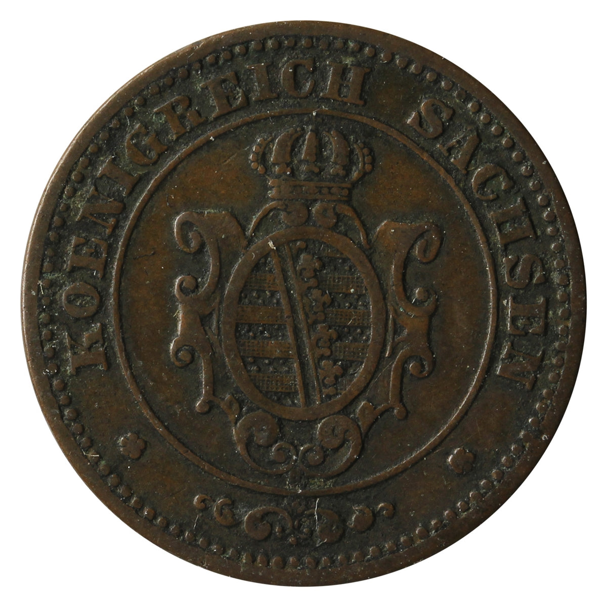 German States 1862B Saxony 2 Pfennig F-VF (F15)