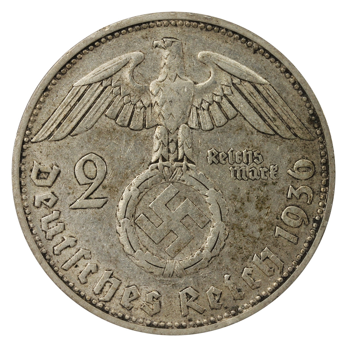German Third Reich 1936D 2 Marks Very Fine (VF20)