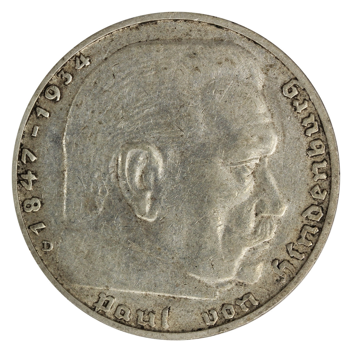 German Third Reich 1936D 2 Marks Very Fine (VF20)