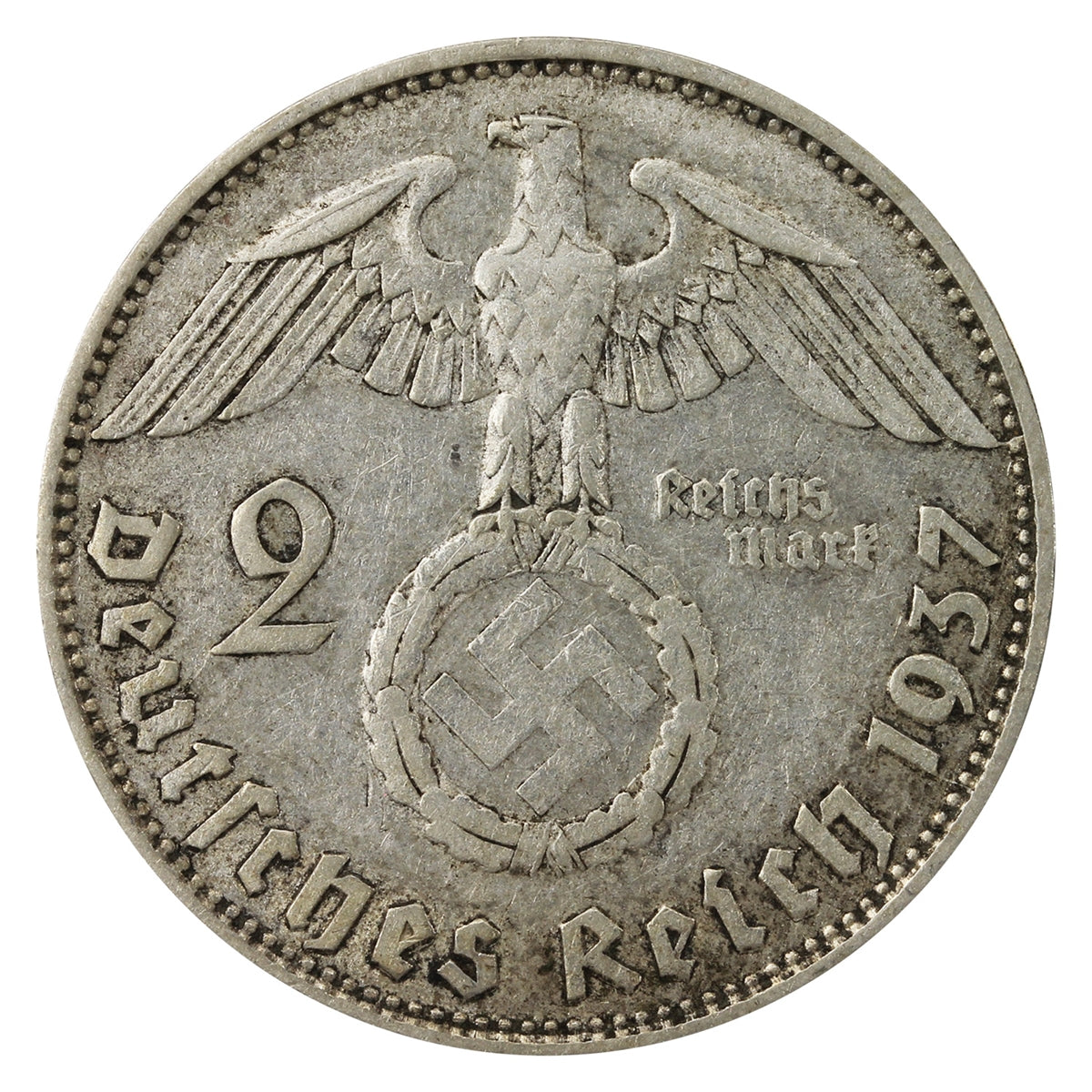 German Third Reich 1937D 2 Marks Very Fine (VF20)