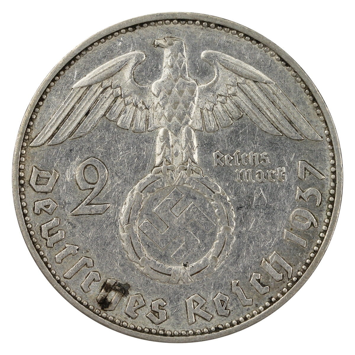 German Third Reich 1937E 2 Marks Extra Fine (EF40)