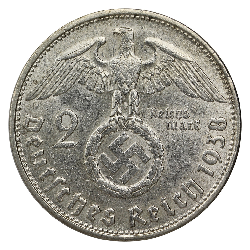 German Third Reich 1938B 2 Marks AU-UNC (AU55)