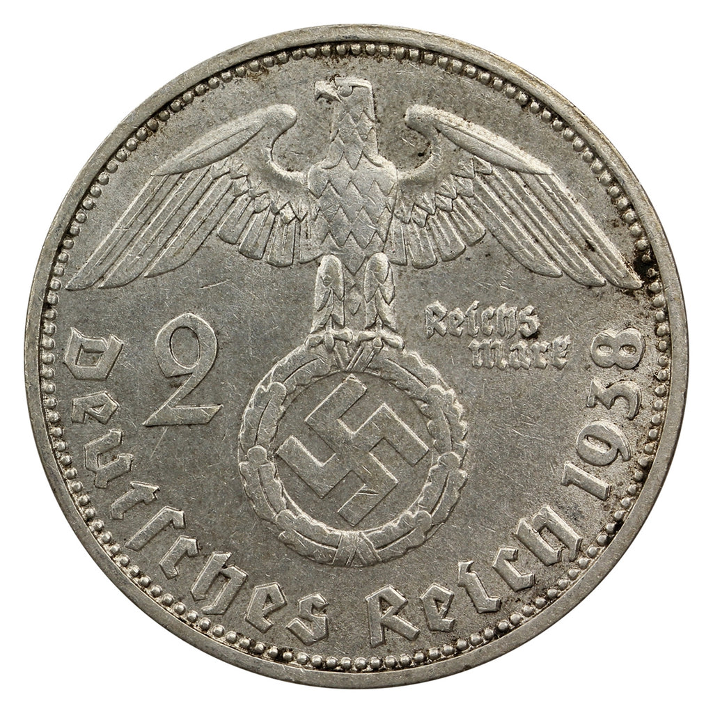 German Third Reich 1938D 2 Marks VF-EF (VF30)