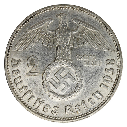 German Third Reich 1938E 2 Marks Almost Uncirculated (AU50)