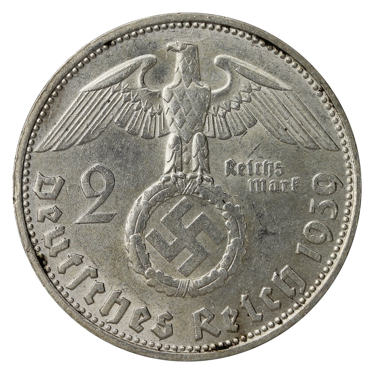 German Third Reich 1939D 2 Marks Uncirculated (MS60)