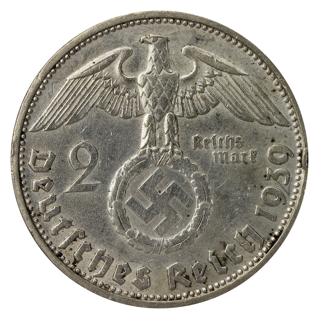 German Third Reich 1939D 2 Marks EF-AU (EF45)