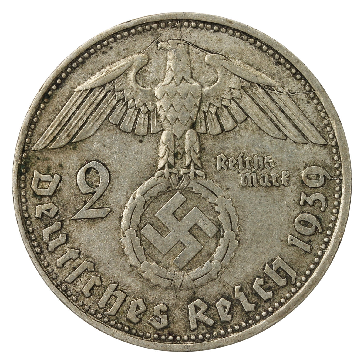 German Third Reich 1939D 2 Marks Very Fine (VF20)