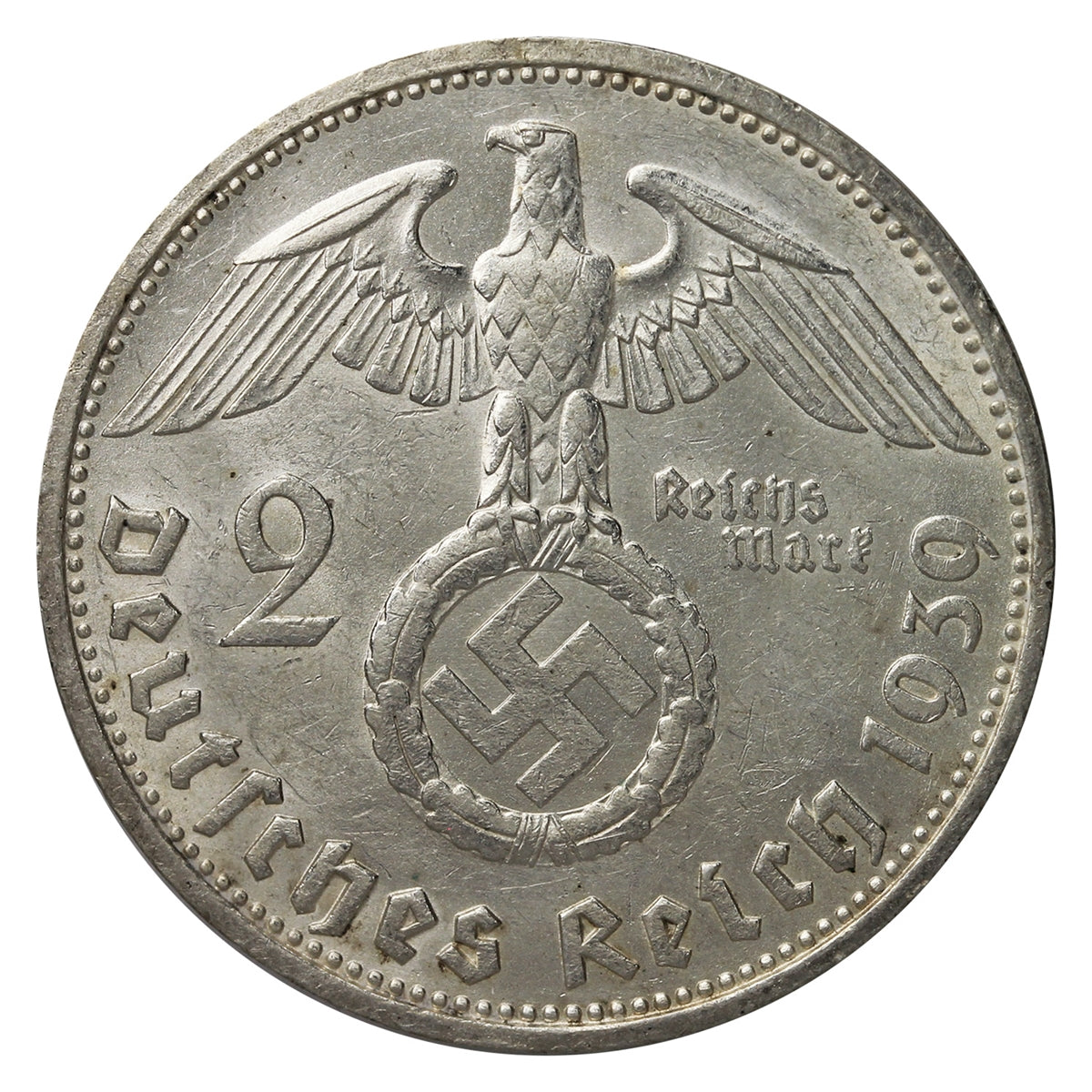 German Third Reich 1939F 2 Marks AU-UNC (AU55)