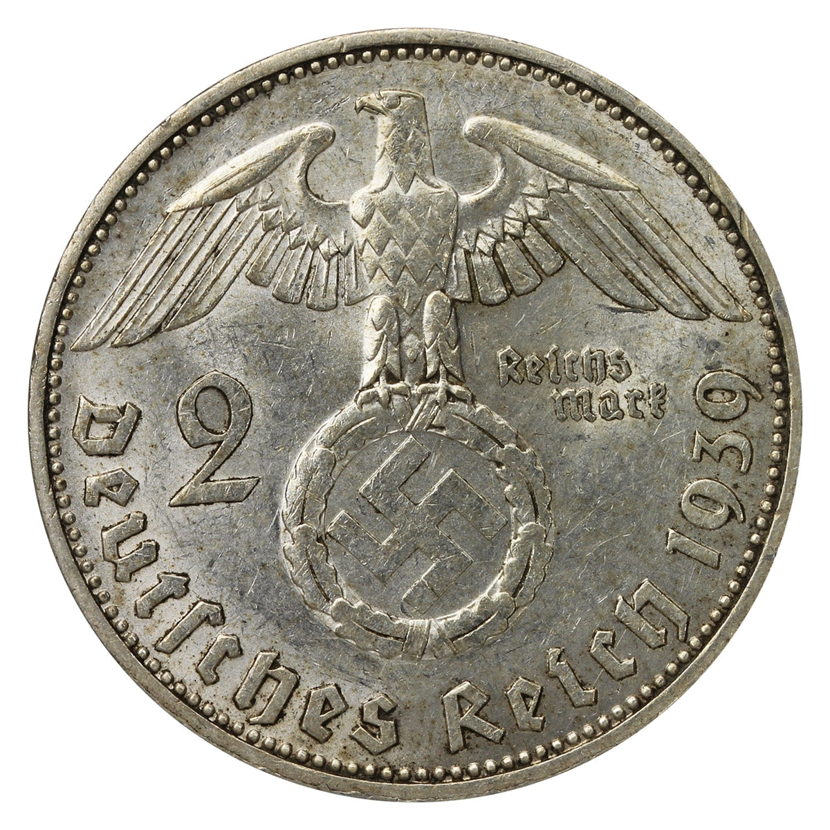 German Third Reich 1939J 2 Marks AU-UNC (AU55)