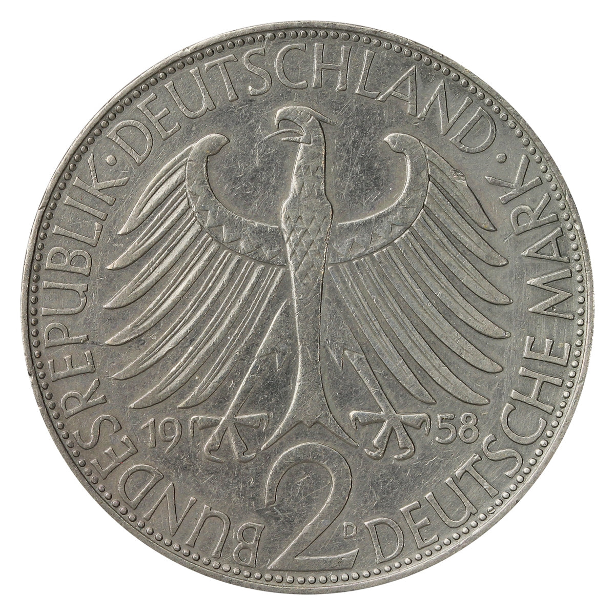 Germany 1958D 2 Marks VF-EF (VF30)