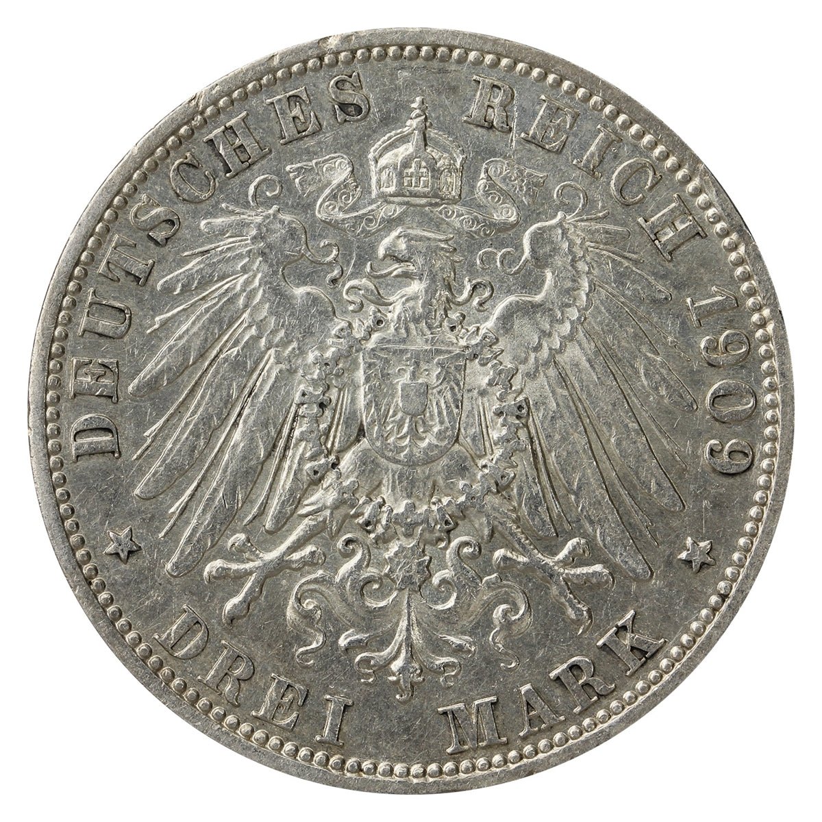 German States 1909A Prussia 3 Marks Extra Fine (EF40)