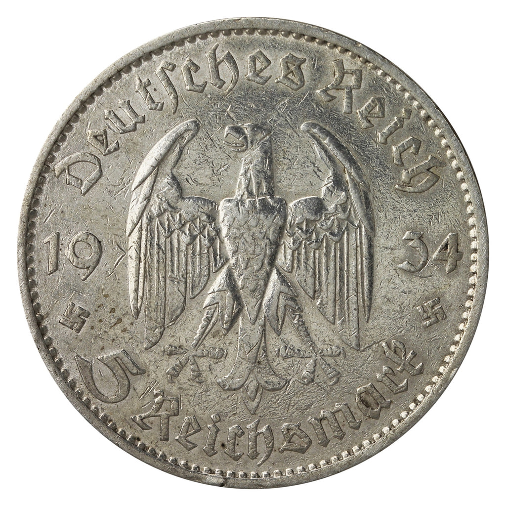 German Third Reich 1934A Potsdam 5 Marks VF-EF (VF30)