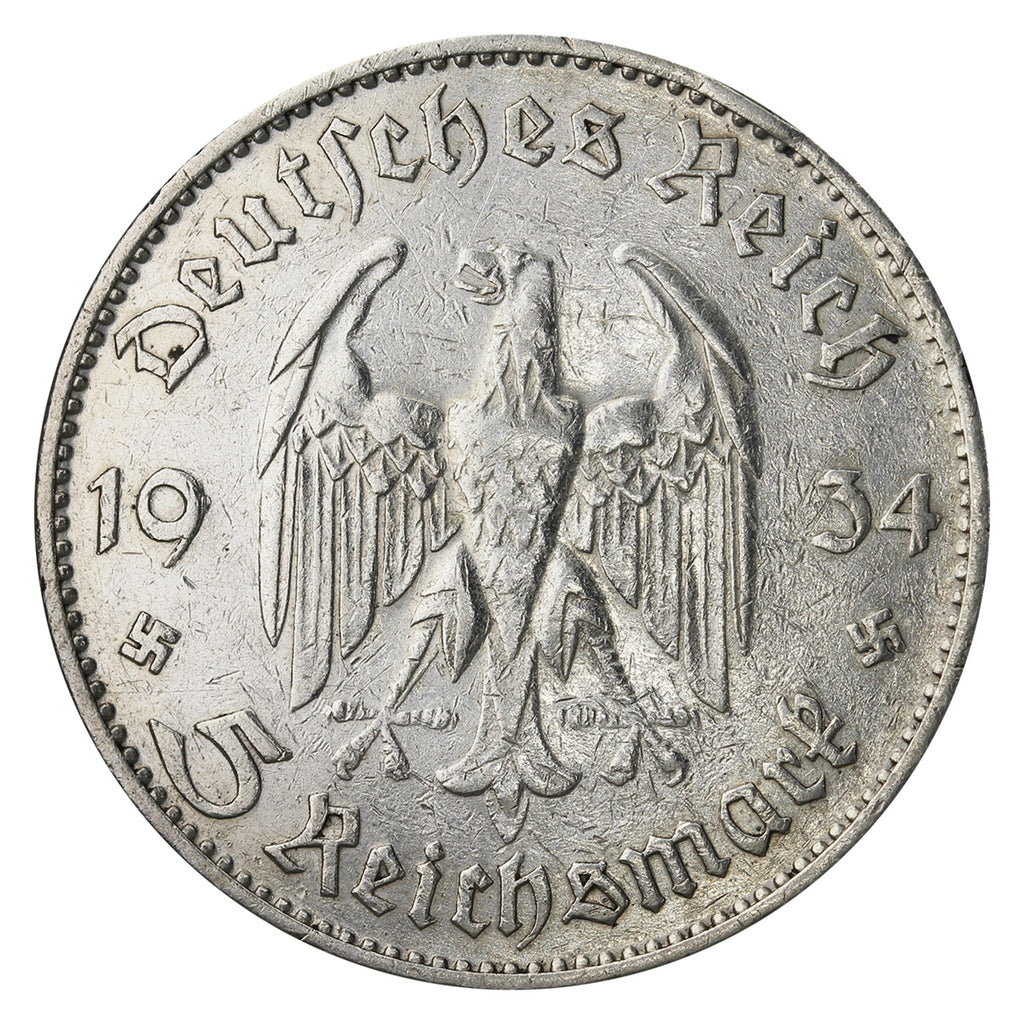 German Third Reich 1934G Potsdam 5 Marks Extra Fine (EF40)