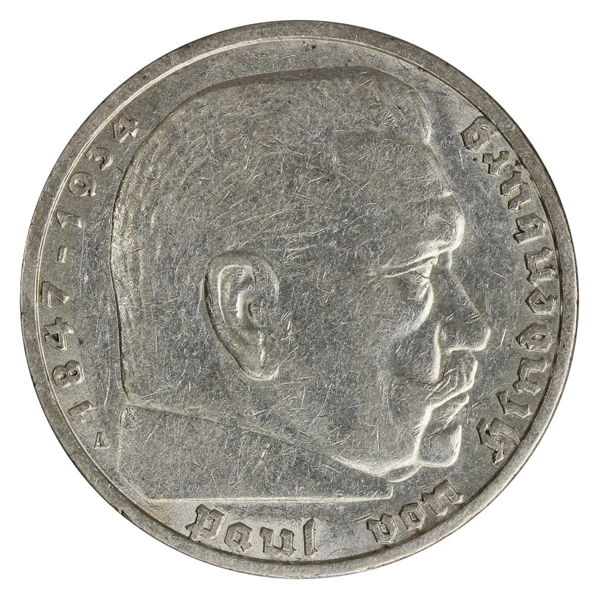 German Third Reich 1935A Hindenburg 5 Marks VF-EF (VF30)